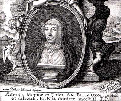 Detail of Simon van de Passe's portrait of Anne Bill